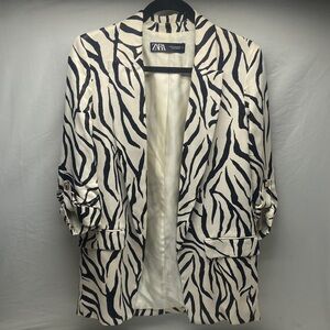 Zara Women's Zebra Pattern Blazer - Black and Cream